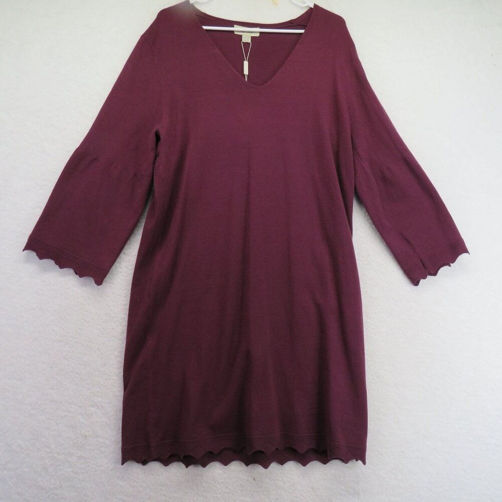 Charlie Paige Dress Womens Size Extra Large‎ Purple  V-Neck Sweater Scallop Hem